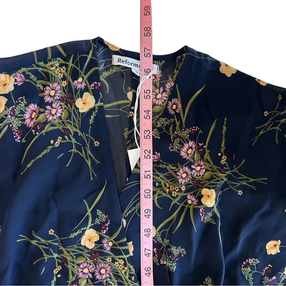 Reformation Womens Winslow Mademoiselle Wrap Maxi Dress Sz XS Navy Blue Floral - Picture 8 of 9